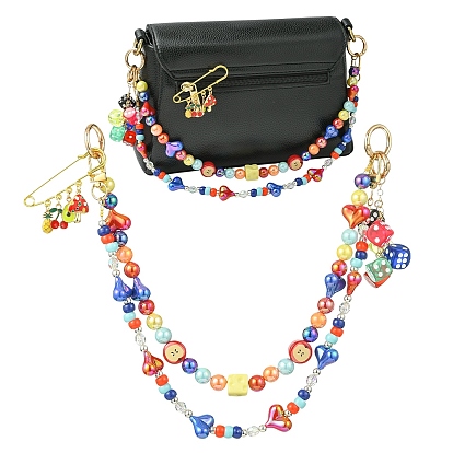 4шт. акриловые, пластиковые и смоляные бусины в форме сердца, яблока, удлиняющие цепочки для сумок и стальные броши в форме игральных костей, с литыми пружинными кольцами, аксессуары для замены сумок, золотые