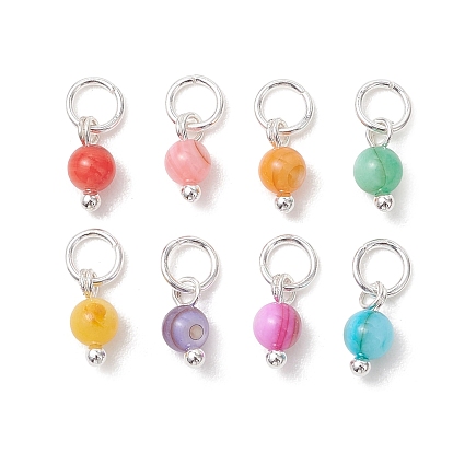 Окрашенные оболочки подвески естественных пресноводных, круглые подвески, с 304 кольцами из нержавеющей стали, разноцветные