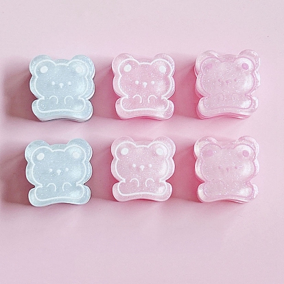 Кабошоны из смолы, медведь, с блеском порошок