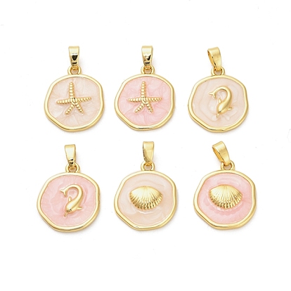 Латунь эмаль подвески, плоские круглые прелести, без кадмия, без никеля и без свинца, реальный 18 k позолоченный