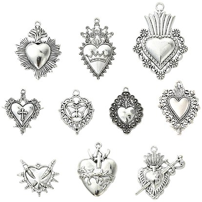 20 шт 10 стили подвески из сплава в тибетском стиле, сердце прелести