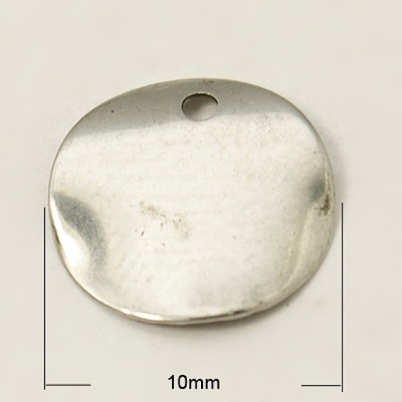 201 Stainless Steel Stamping Blank Tag Pendants, Flat Round, 10x0.5mm, Hole: 0.5mm