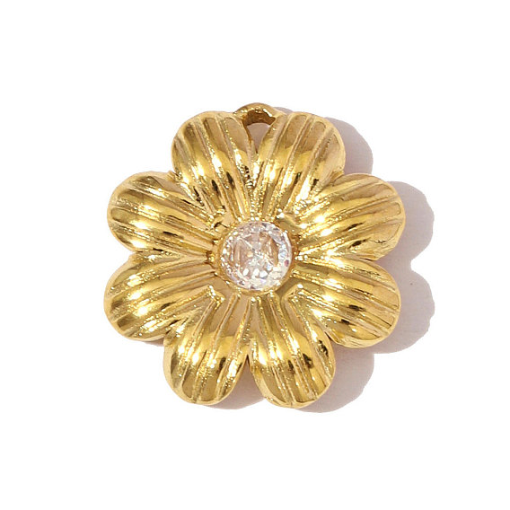 304 подвески из нержавеющей стали с прозрачным кубическим цирконием, , ионное покрытие (ip), реальный 18 k позолоченный