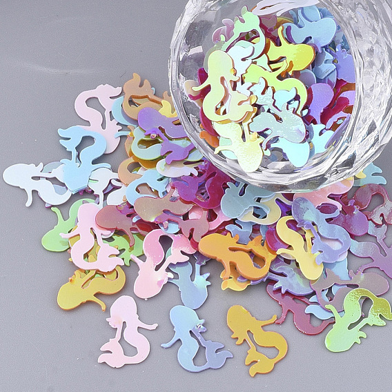 Ornament Accessories, PVC Plastic Paillette/Sequins Beads, No Hole/Undrilled Beads, Mermaid