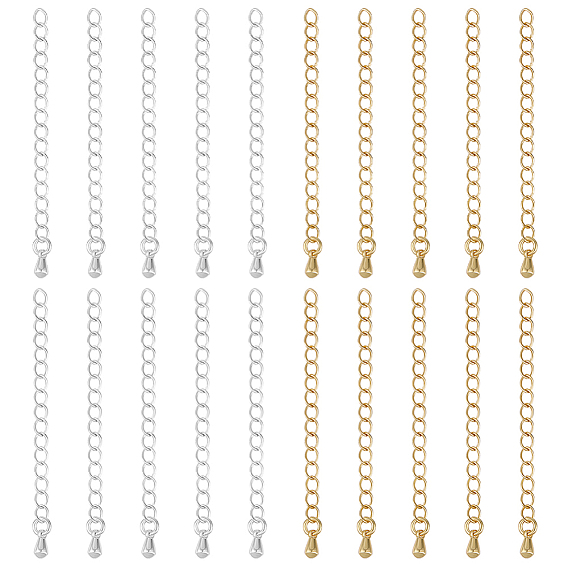 20 piezas 2 colores extensor de cadena de latón, con encantos de lágrima, sin plomo y cadmio
