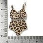 Printed Acrylic Pendants, with Iron Jump Ring, Leopard Print Swimsuit