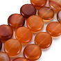 Natural Red Agate Beads Strands, Flat Round