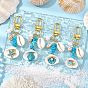 4Pcs 4 Styles Synthetic Turquoise Chip Bead and Shell Pendant Decorations, Alloy Swivel Clasps Charms for Bag Ornaments