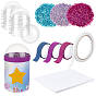3 Bag 3 Colors PVC Plastic Petaline Cabochons, with 24Pcs Acrylic Fillable Half Balls Pendants, 2 Rolls Paper Double Sided Adhesive, 30Pcs Blank Business Card Paper and 6 Rolls Decorative Paper Tapes