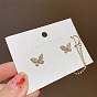 925 Silver Pearl Butterfly Earrings with Rhinestone and Dangle, Fashionable and Versatile Ear Jewelry for Women