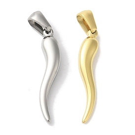 Ion Plating(IP) 304 Stainless Steel Pendants, Horn of Plenty/Italian Horn Cornicello Charms