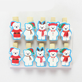 Plastic Clothes Pins, Christmas Theme, Bear, for Ticket, Note, Photo, Snack Bags, Office School Supplies