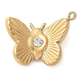 304 из нержавеющей стали с горный хрусталь подвески, ручная полировка, ионное покрытие (ip), бабочка