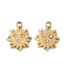 304 подвески из нержавеющей стали, солнечные чары, со стразами, ионное покрытие (ip)