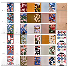 24Pcs Pcs Paper Greeting Card, with 24Pcs Envelope and 3 Sheets Paper Gift Tag Stickers, Rectangle