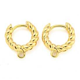 Brass Hoop Earring Findings with Latch Back Closure, Ring