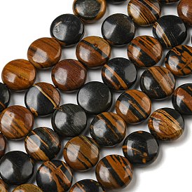 Natural Soil Opal Beads Strands, Flat Round