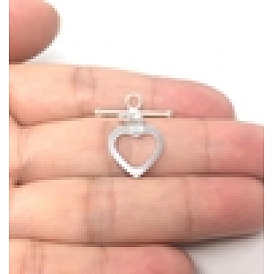 925 cierres de palanca de plata de ley, corazón