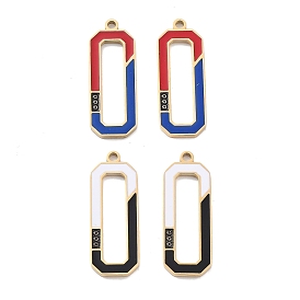 Ion Plating(IP) 304 Stainless Steel Pendants, with Enamel, Rectangle Charm, Golden