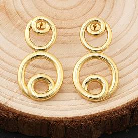 Серьги-гвоздики с круглыми кольцами из латуни, стойки покрытие, долговечный, без кадмия и без свинца