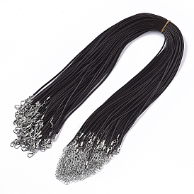 Waxed Cotton Cord Necklace Making, with Alloy Lobster Claw Clasps and Iron End Chains