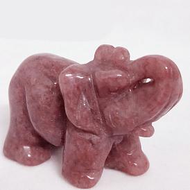 Natural & Synthetic Gemstone Carved Healing Elephant Figurines, Reiki Stones Statues for Energy Balancing Meditation Therapy