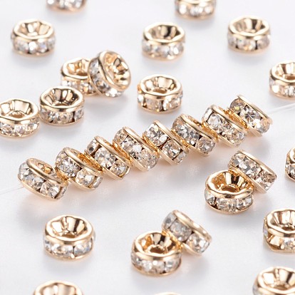 Латунные бусины разделители для поставки стразов, класс AAA, прямой фланец, без никеля , светлый цвет металла золото, рондель, 5x2.5 мм, отверстие : 1 мм