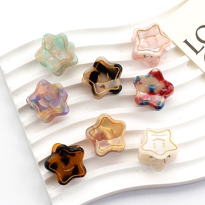 Cellulose Acetate(Resin) Star Hair Claw Clips, Small Tortoise Shell Hair Clip for Girls Women