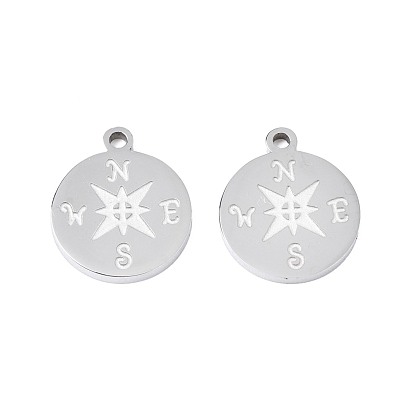 Pendentifs en acier inoxydable, Coupe au laser, boussole