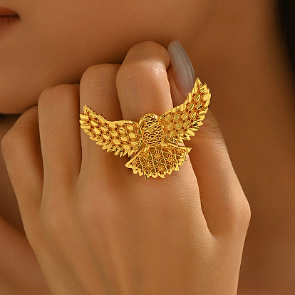 Латунные регулируемые манжеты открытые кольца для женщин, орел