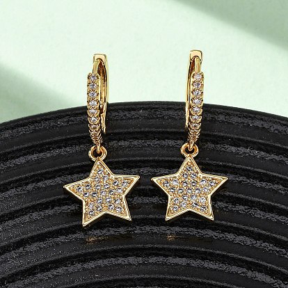 Серьги-кольца из латуни с прозрачным фианитом и прозрачным фианитом, без никеля 