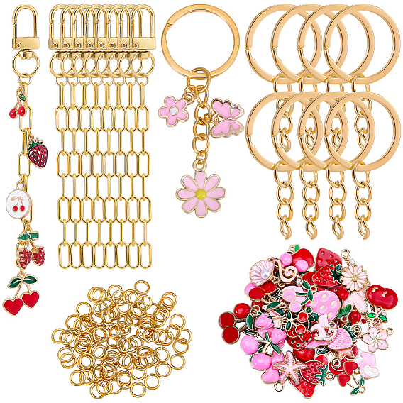 Наборы для изготовления ключей своими руками, в том числе железные кольца для ключей, латунные кольца прыжок открыт, сплавные поворотные застежки и подвеска