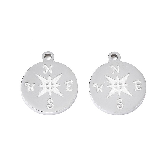 201 Stainless Steel Pendants, Laser Cut, Compass
