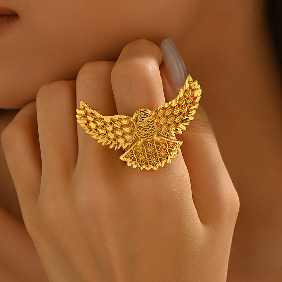 Латунные регулируемые манжеты открытые кольца для женщин, орел
