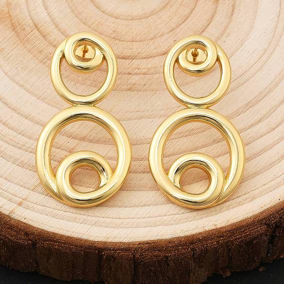 Серьги-гвоздики с круглыми кольцами из латуни, стойки покрытие, долговечный, без кадмия и без свинца