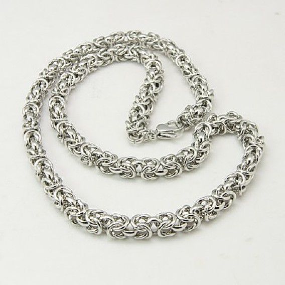 304 Stainless Steel Necklace Men's Byzantine Chain Necklaces, 22.44 inch(57cm)