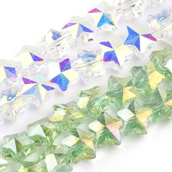 Гальванизируйте прозрачное стекло бисер нитей, звезда, граненые, AB цвет