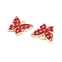 Alloy Enamel Pendants, Light Gold, Butterfly Charm