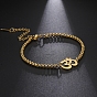 Stainless Steel Om Aum Ohm Link Bracelet with Box Chains, Yoga Theme Jewelry for Men Women