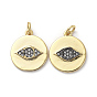 Латунные микропаве прозрачные подвески с фианитом, с прыжковых колец, плоские круглые с глаз