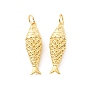 Rack Plating Brass Pendants, Cadmium Free & Lead Free, Long-Lasting Plated, with Jump Ring, Fish Charm