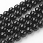 Natural Black Onyx Beads Strands, Round, Grade A, Dyed & Heated