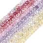 Electroplate Transparent Crackle Glass Beads Strands, Rondelle, Dyed, AB Color Plated, Faceted