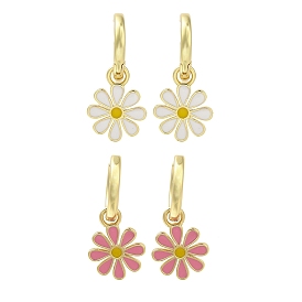 Серьги-кольца из латуни с цветочным покрытием, с эмалью, долговечный, без свинца и без кадмия, реальный 18 k позолоченный