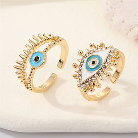 European Punk Eye Ring with Intricate Cutouts and Turkish Evil Eye Design