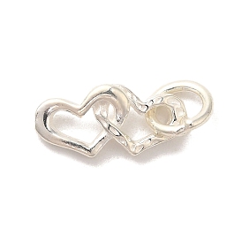 925 Sterling Silver Pendants, Double Hearts Charms with Jump Rings