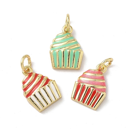 Латунь эмаль подвески, кекс прелести, стойки покрытие, без кадмия и без свинца, долговечный, реальный 18 k позолоченный, с целью перехода в кольце