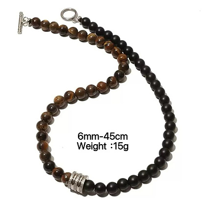 6Мм ожерелья из круглых бусин из натурального камня для мужчин и женщин, платина