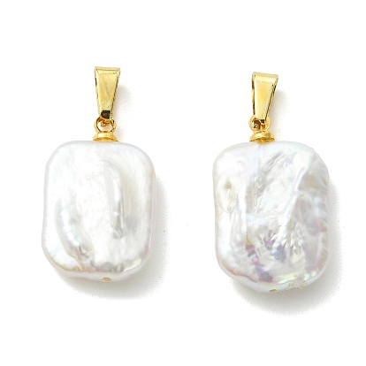 Подвески из натурального барочного жемчуга кеши, с 304 защелкой из нержавеющей стали на поручнях, прямоугольник амулеты, белые