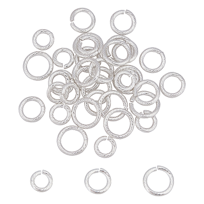36 pcs 3 style 304 anneaux de saut ouverts en acier inoxydable, tour torsadée